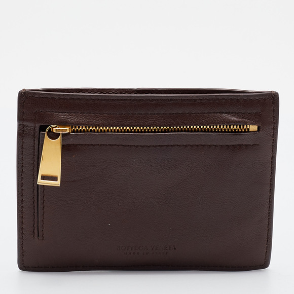 BOTTEGA VENETA Brown Intrecciato Leather Zip Card Holder - Picture 4 of 8